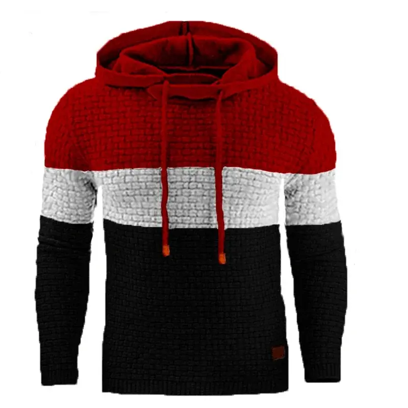 Men's Warm Hooded Sweatshirts Male Fashion Sweatwear Sport Sweater Hoodie Splice Basics Oversize Tops
