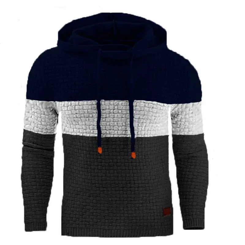 Men's Warm Hooded Sweatshirts Male Fashion Sweatwear Sport Sweater Hoodie Splice Basics Oversize Tops
