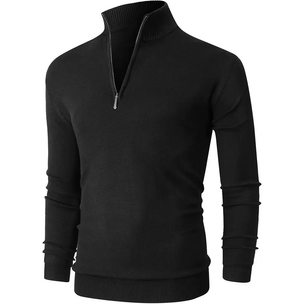 New Men's Solid Color Sweaters Autumn Solid Color Half Zipper Knited Pullover Men's Long Sleeve Casual Winter Warm Streetwear