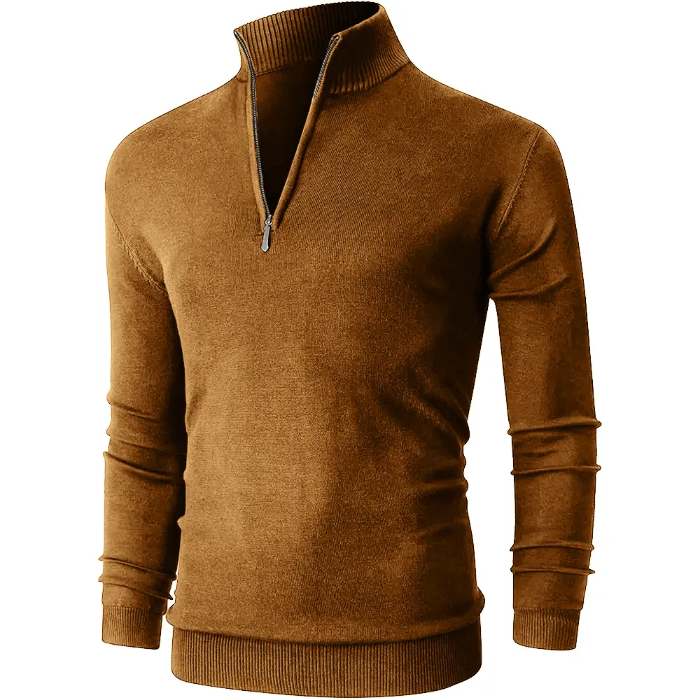 New Men's Solid Color Sweaters Autumn Solid Color Half Zipper Knited Pullover Men's Long Sleeve Casual Winter Warm Streetwear