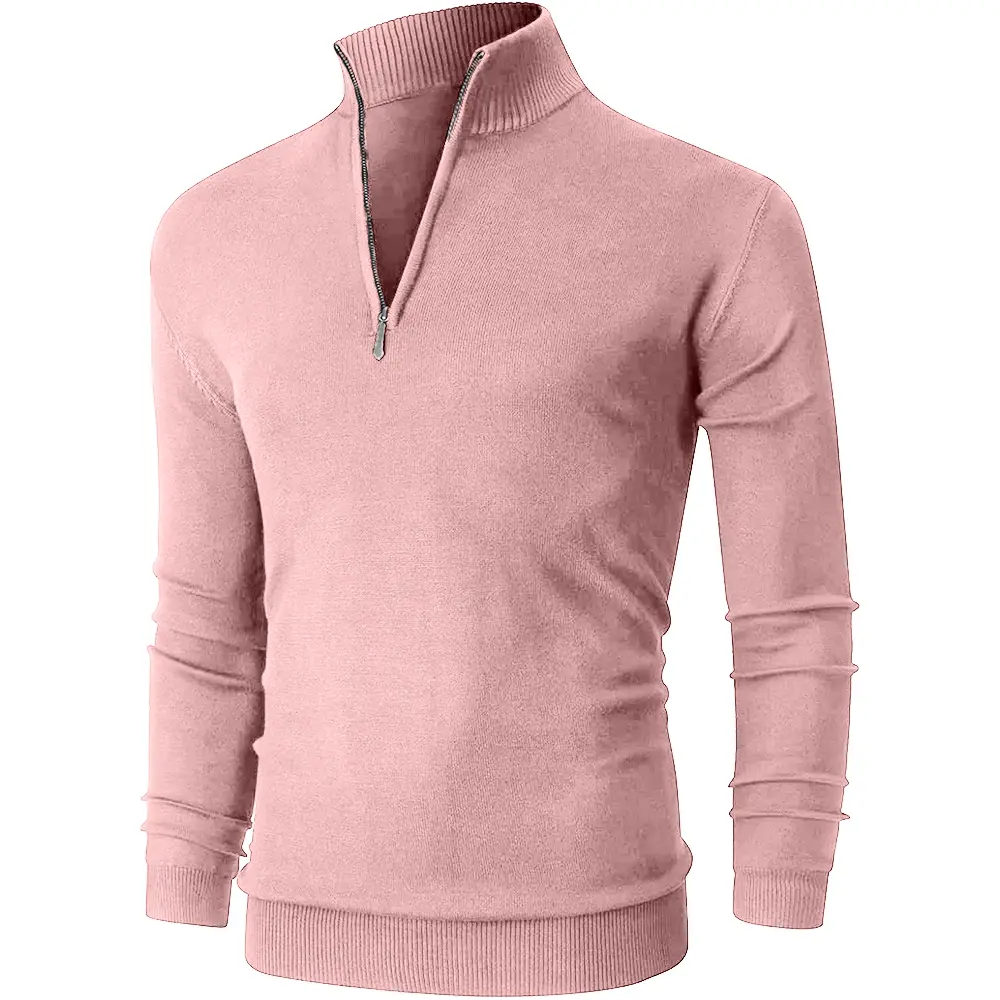 New Men's Solid Color Sweaters Autumn Solid Color Half Zipper Knited Pullover Men's Long Sleeve Casual Winter Warm Streetwear
