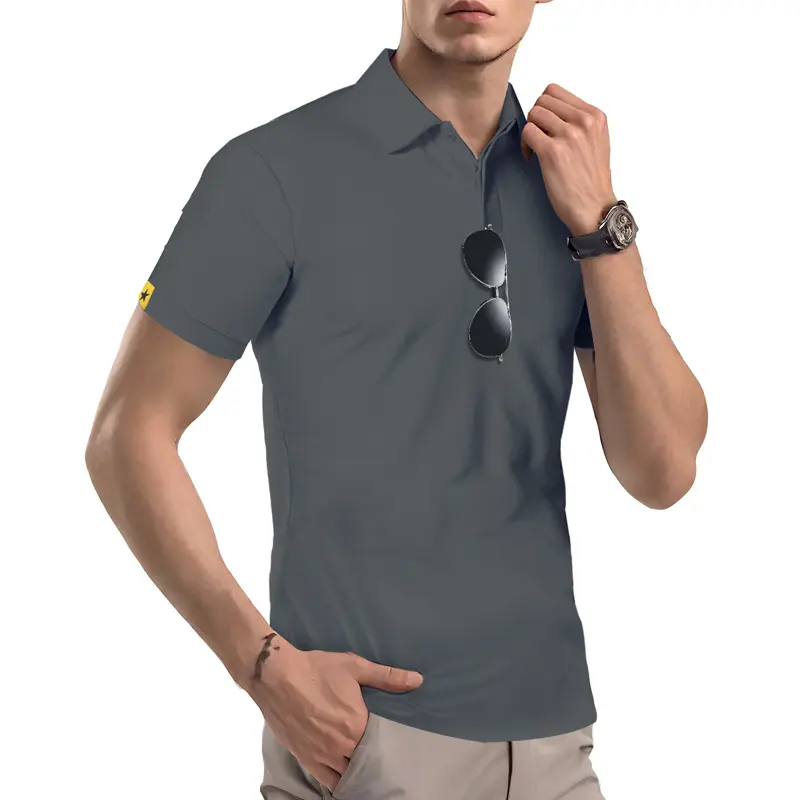 New Mens Short Sleeve Polo Shirt Summer Sports Tennis T-Shirt Moisture-Wicking Shirts Breathable Button Oversized Streetwear