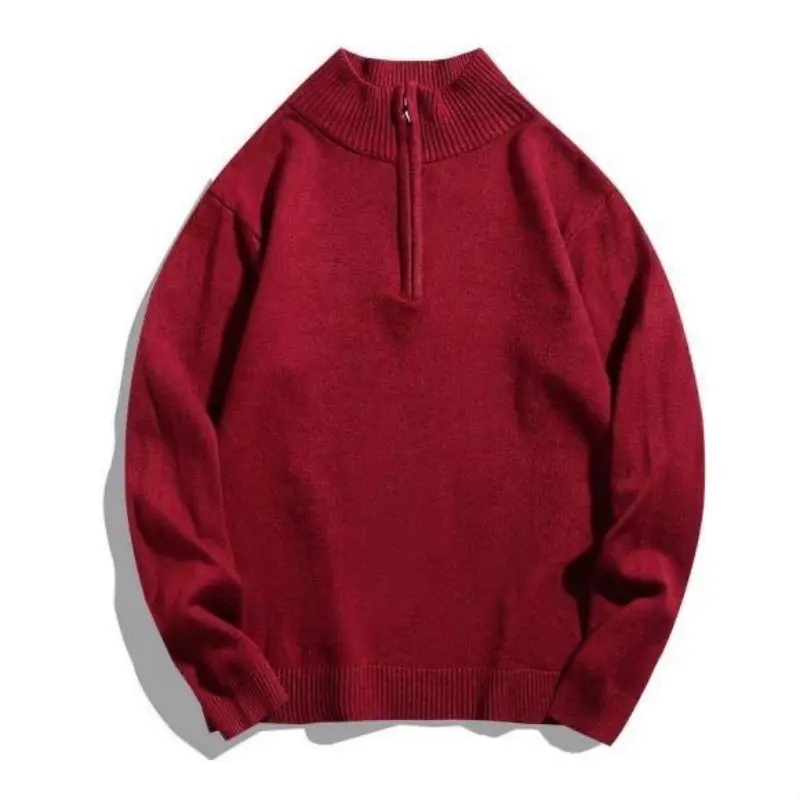 Men's Quarter-Zip Sweater Pure Mock Neck Knit Long Sleeve Pullover Sweater Turtleneck Streetwear Autumn Long Sleeve Coats
