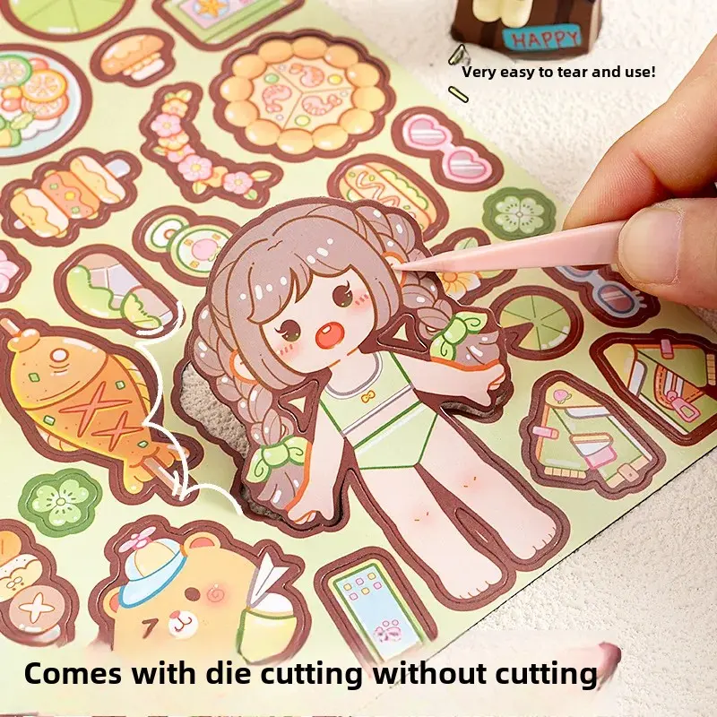 DIY Quiet Bookmark Stickers 3D Scene Handmade Craft Magnetic Lazy Sunday Decorative Stickers Office Supplies Educational Tools