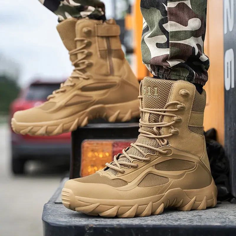Large Size High Top Breathable Military Boots Men's Outdoor Mountain Climbing Women's Tactical Operation Boots Desert Workwear S
