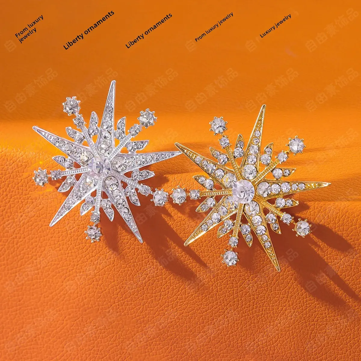 New Luxury Eight-Pointed Star Brooch Pin Snowflake Elegant Fashionable Unisex Anti-Light Chest Flower Accessory Brooch