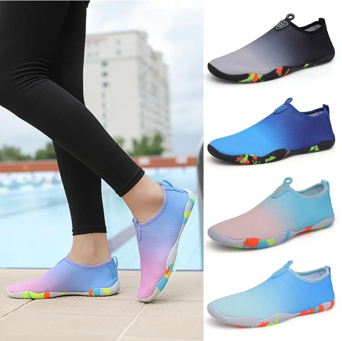 New Summer Autumn Large Size Men's Women's Shoes Outdoor Couple Beach Shoes Thick Bottom Water Shoes Lazy Shoes
