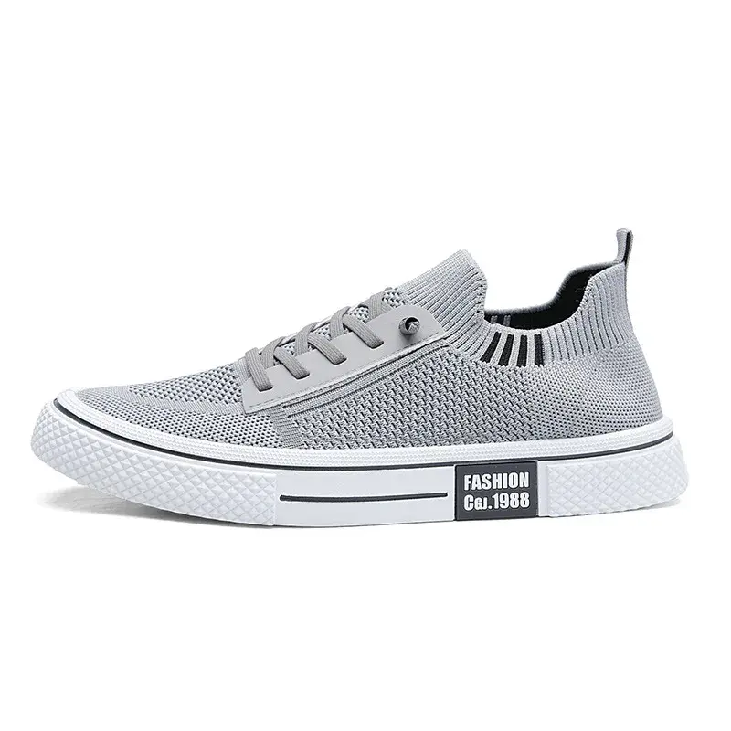 Men's Casual Shoes 2024 New Knitted Breathable Flat Sole Summer Sports Shoes Outdoor Trendy Men's Running Flats