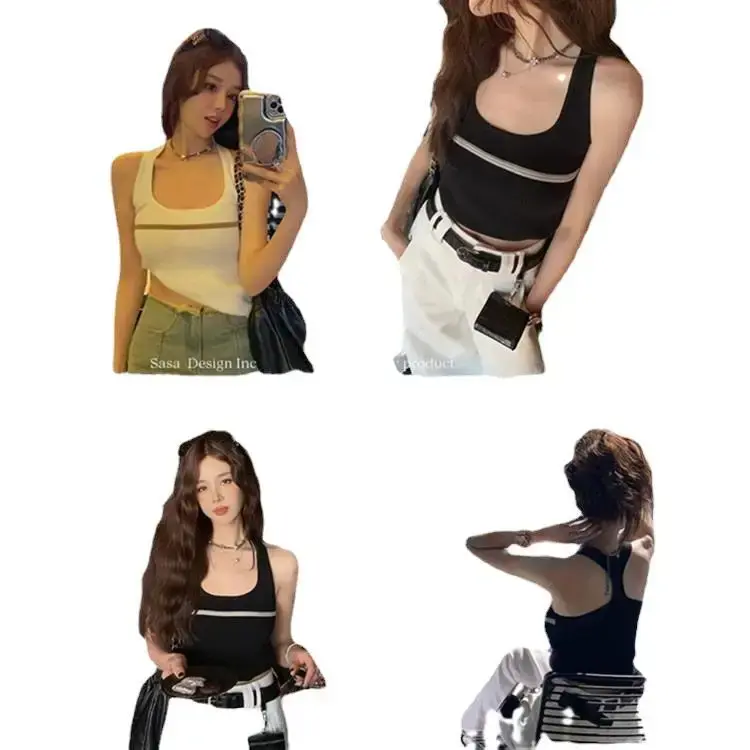 Slimming Fashionable Knitted Women's Tank Top Summer New Design Pure Desire Matching Top with Strap Vest for Ladies