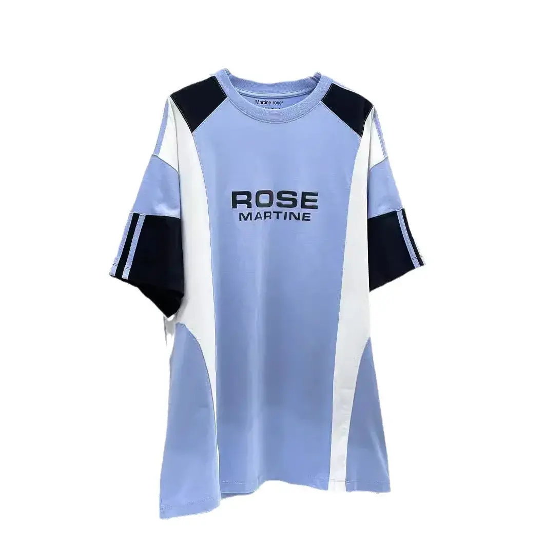 2024 Summer New Loose-Fitbf Brand Women's T-Shirt Crew Neck Color Blocking Splicing Sports Short Sleeves Topins