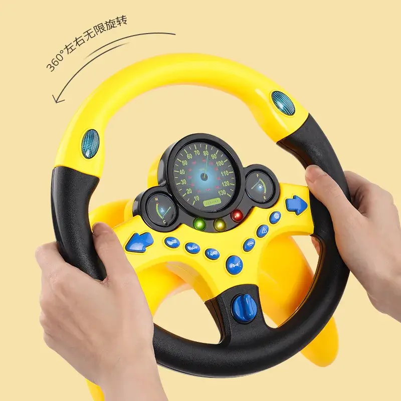 Multi-Functional Early Education Simulation Car Steering Wheel Electric Light Sound Driving Toy For Children Wholesale