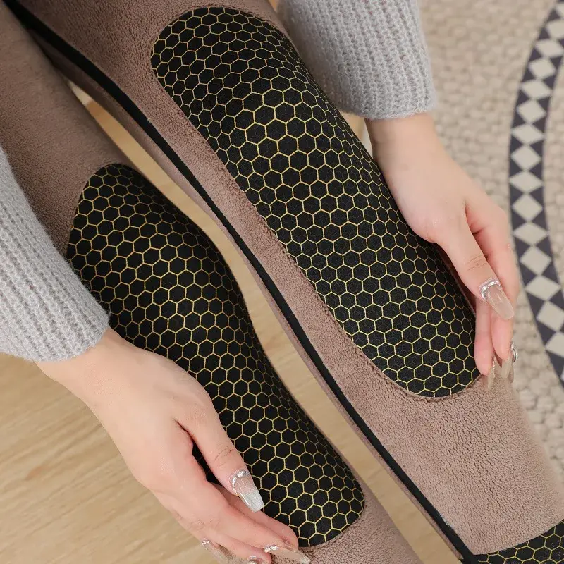 Black Graphene Fleece-Lined Thickened Leggings Women's Winter Warm Shark Bottoming Tights Slimming Yoga Outerwear