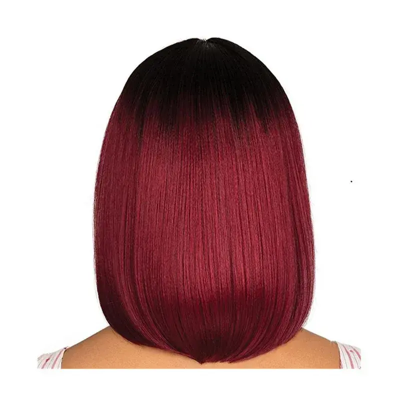 New Gradient Red Middle Part Bob Wig Full Head Cover Hair Extension Home Use Easy to Install Convenient And Durable