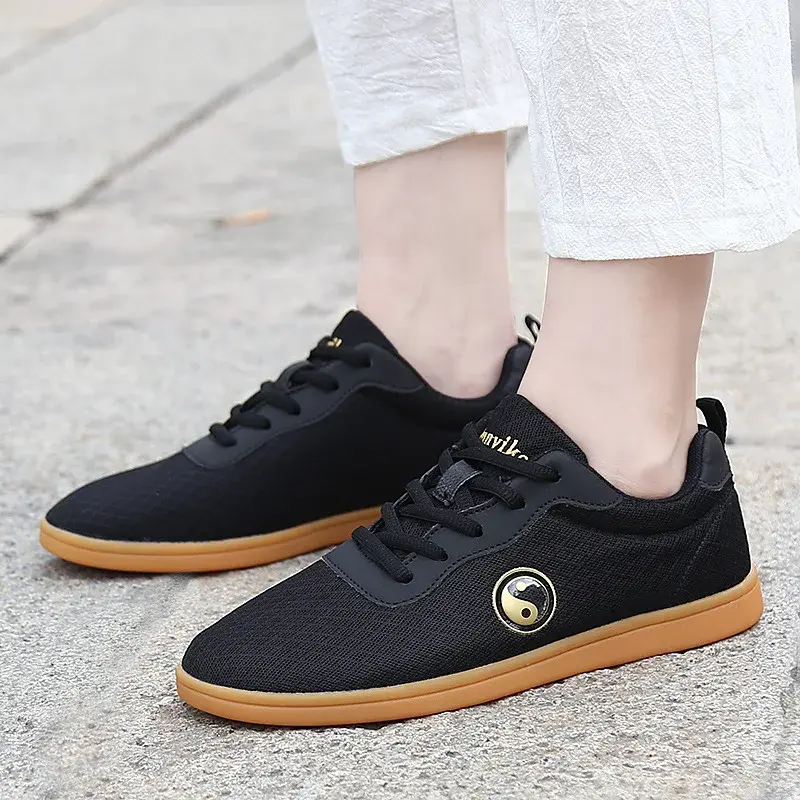 Tai Chi Shoes Men's Spring Summer Thickened Tendon Sole Mesh Breathable Tai Chi Kung Fu Practice Sports Performance Shoes