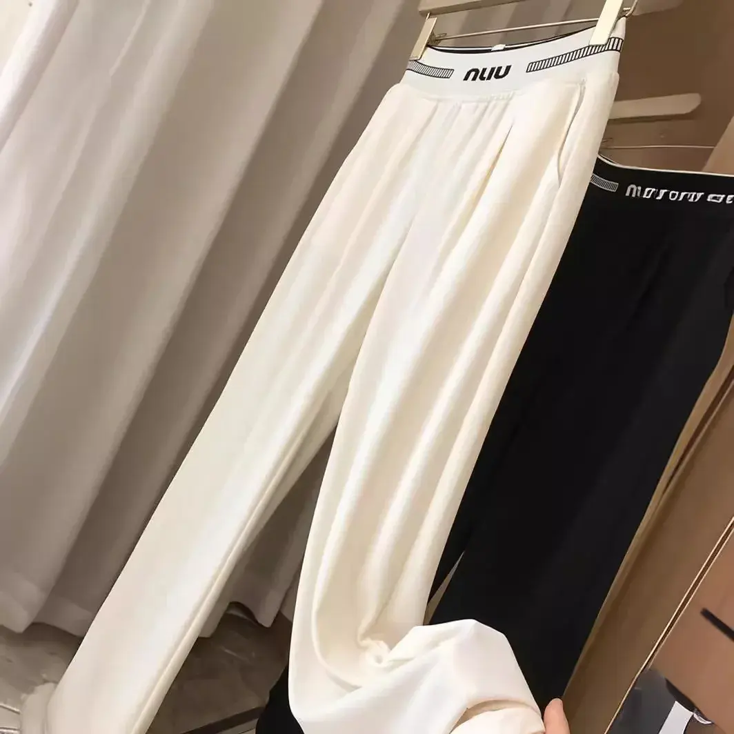 Women's Spring Summer 2024 New Casual Versatile High-waisted Slimming Suit Black Bell Bottoms Fresh Fashion Trousers