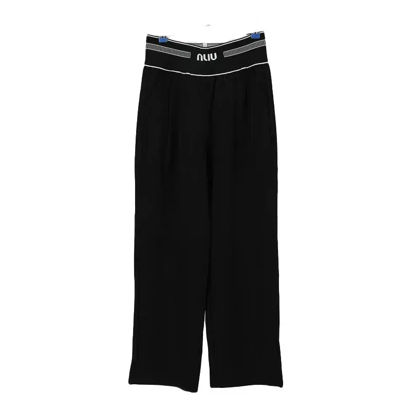 Women's Spring Summer 2024 New Casual Versatile High-waisted Slimming Suit Black Bell Bottoms Fresh Fashion Trousers