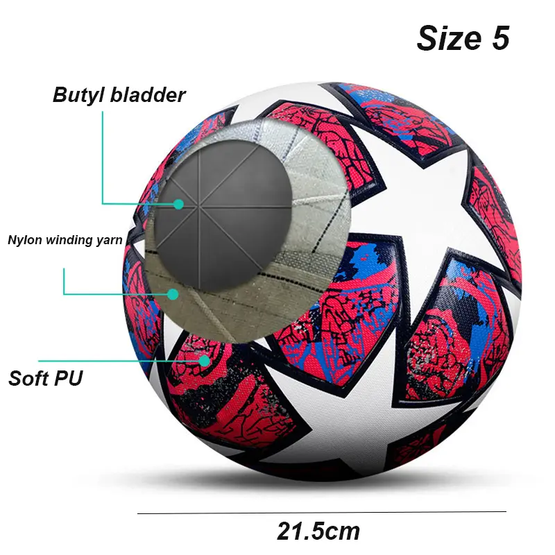 Top Official Size 5 Soccer Ball Seamless Professional Available For Youth Adults
