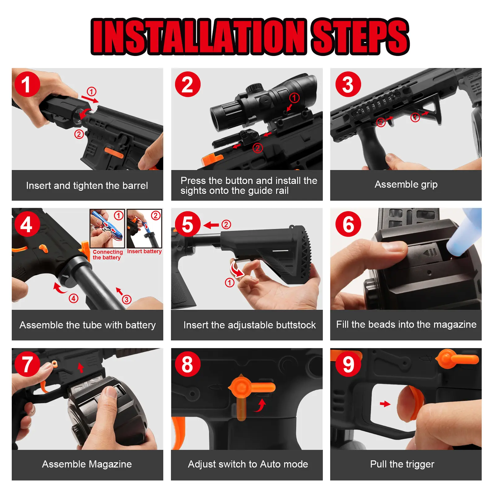 Upgraded M416 Electric Gel Balls Gun Toys,Automatic&Manual Dual Modes Water Bullets Blaster,High Speed Water Bead Splatter Toys