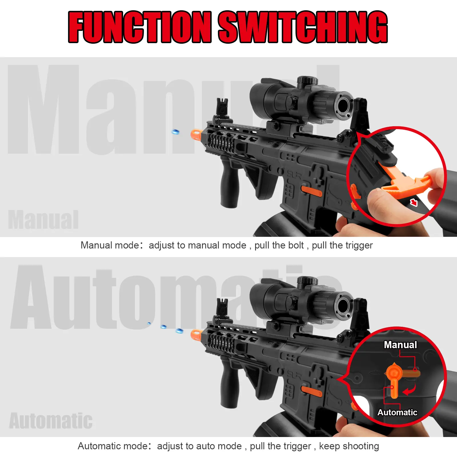 Upgraded M416 Electric Gel Balls Gun Toys,Automatic&Manual Dual Modes Water Bullets Blaster,High Speed Water Bead Splatter Toys