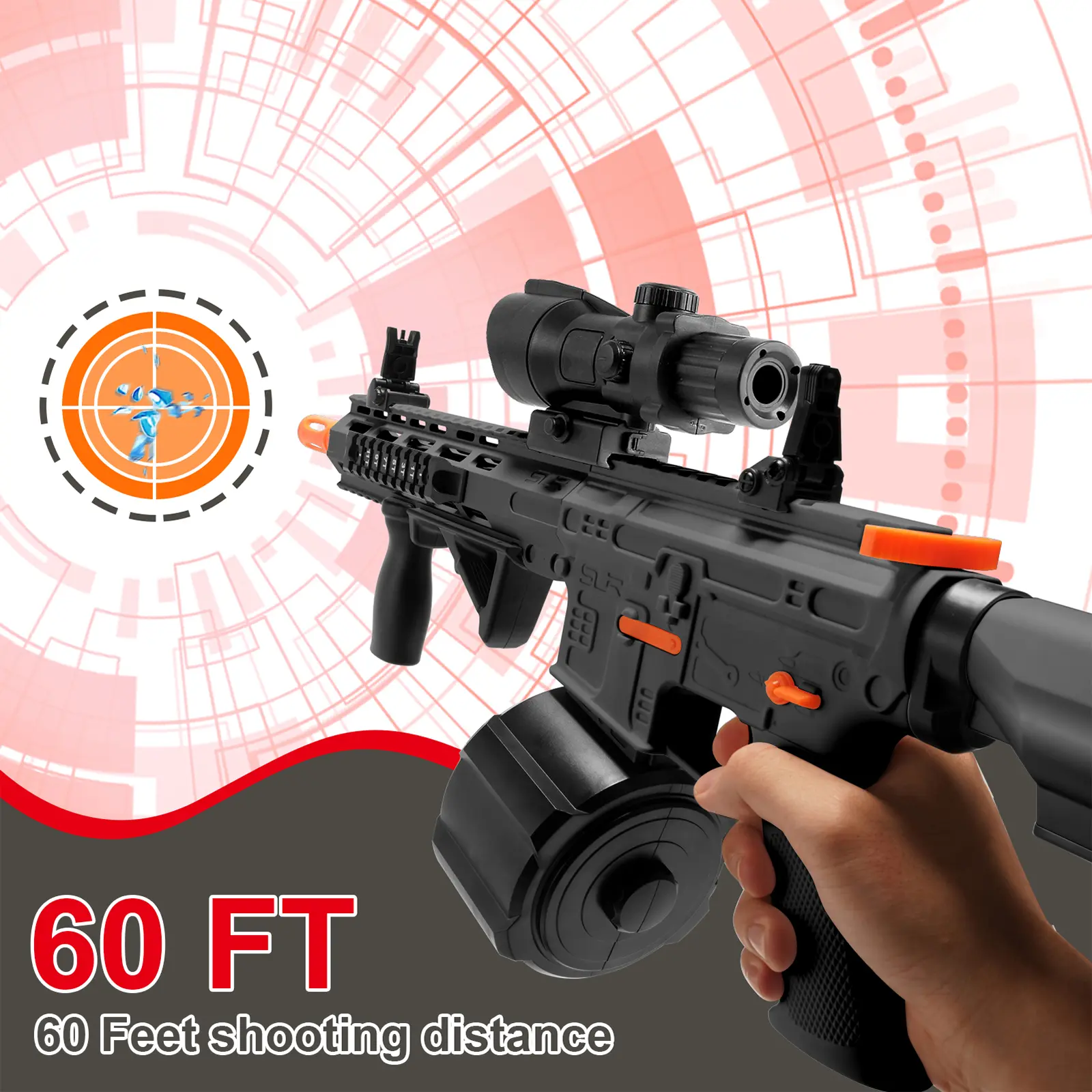 Upgraded M416 Electric Gel Balls Gun Toys,Automatic&Manual Dual Modes Water Bullets Blaster,High Speed Water Bead Splatter Toys