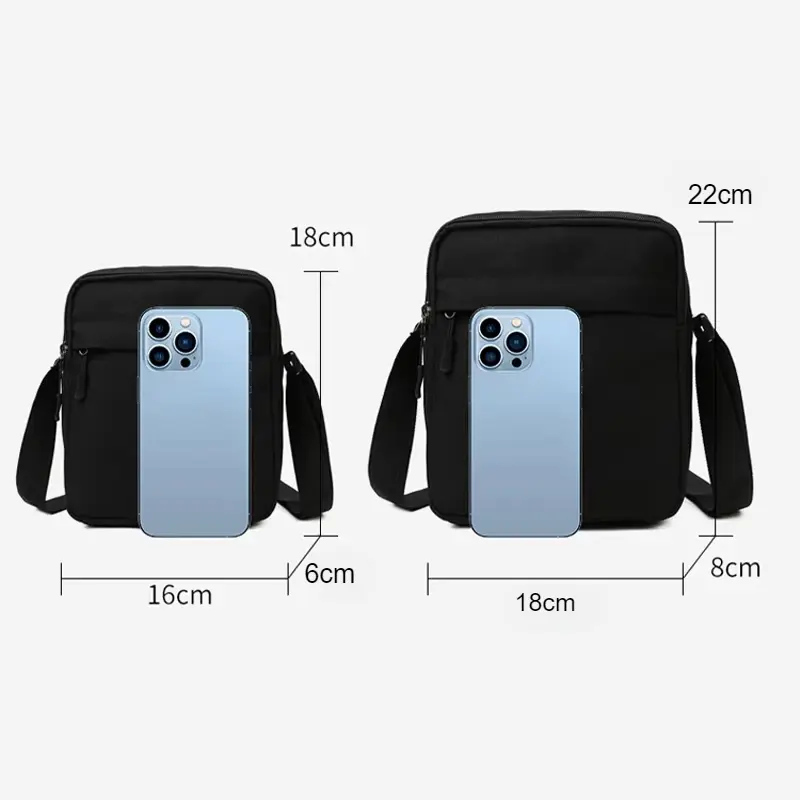 Simple Men's Casual Shoulder Bag Oxford Cloth Crossbody Small Square Bag Vertical Minimalist Unisex Small Storage Sling Bag