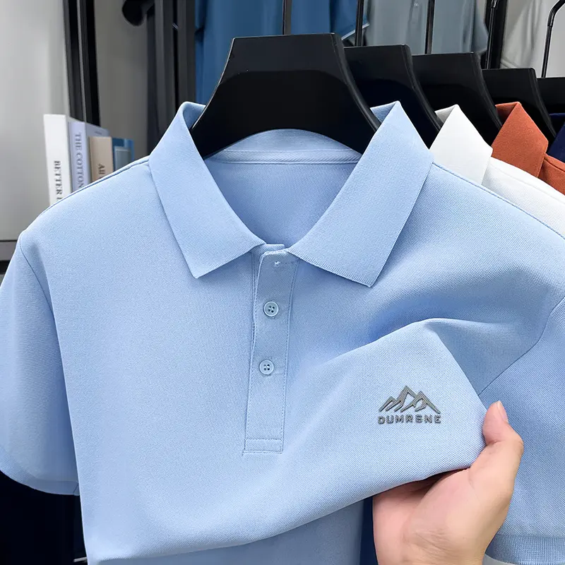 2025 Summer New Collar Cool Feeling Dad Outfit Half Sleeved Polo Shirt Men's Top
