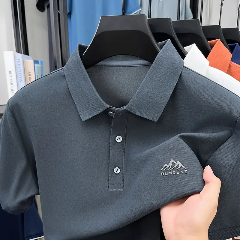 2025 Summer New Collar Cool Feeling Dad Outfit Half Sleeved Polo Shirt Men's Top