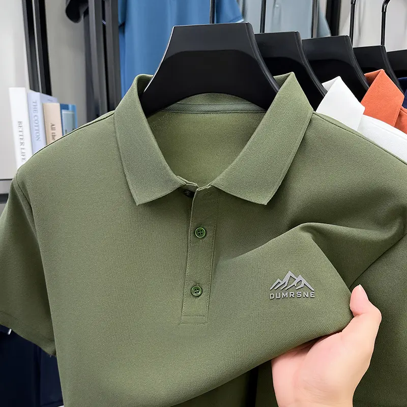 2025 Summer New Collar Cool Feeling Dad Outfit Half Sleeved Polo Shirt Men's Top