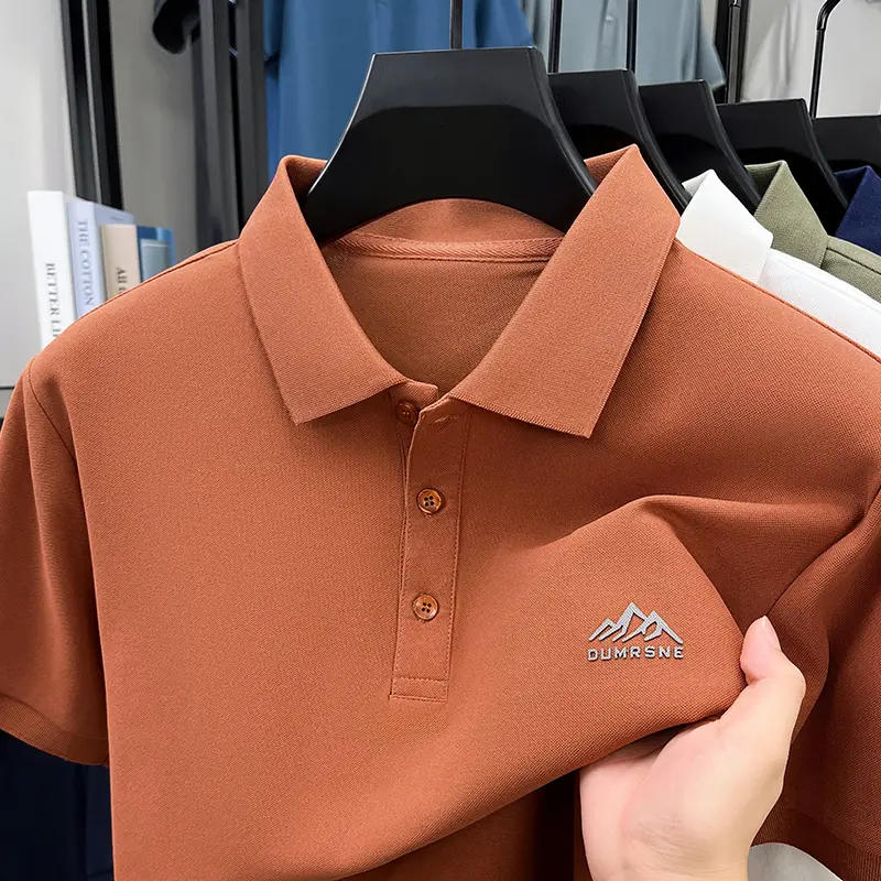 2025 Summer New Collar Cool Feeling Dad Outfit Half Sleeved Polo Shirt Men's Top