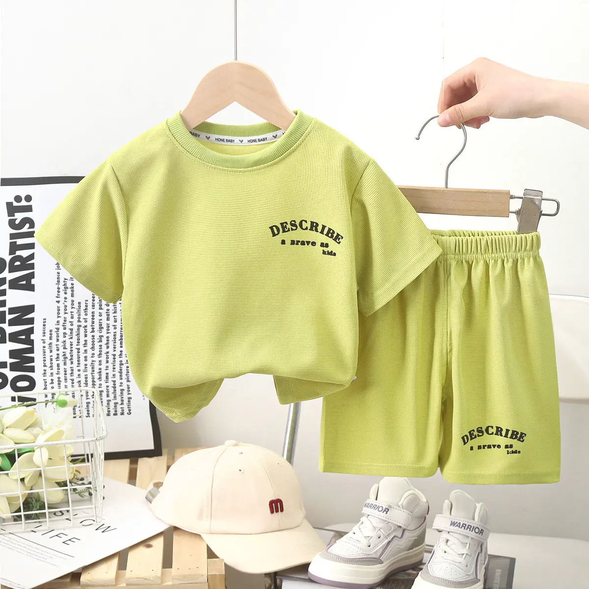 Boys Clothing Set Summer Waffle Short Sleeve Shirts+Shorts 2PCS Set For Kids Girls Sports Suits Toddler Tracksuits Clothes