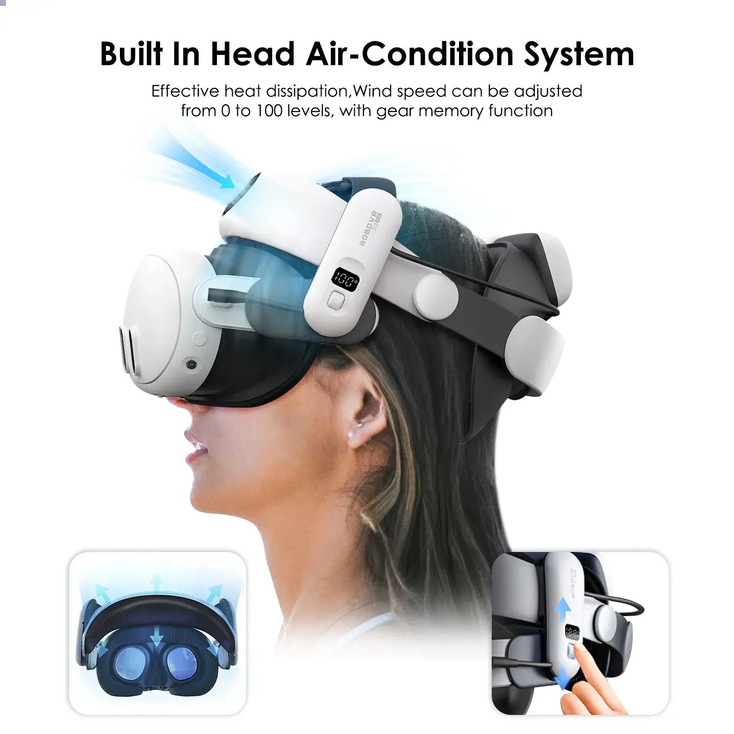 S3 Pro Super Strap VR Accessories Compatible with Meta Quest 3S Head Air Conditioning 10000mAh Hot-swappable Battery Pack