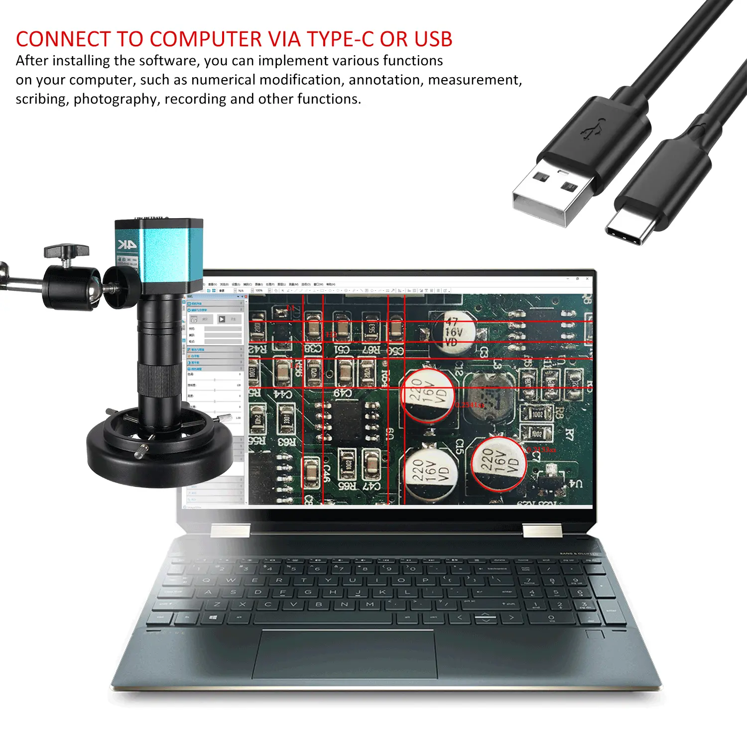 YIZHAN Full HD Digital Microscope Electronic 4K Soldering Microscope HDMI VGA USB 150x Lens Upgraded Reinforced Bracket Original