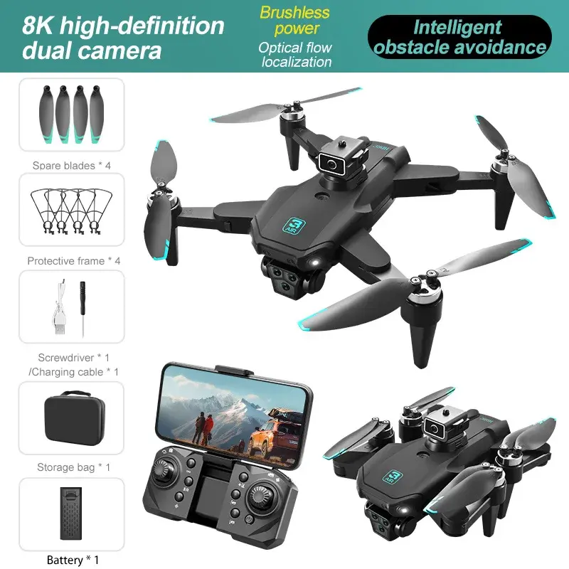 10000m S13 8k Pro Gps 5g High Definition Dual Camera Beauty Photography Obstacle Avoidance Optical Flow Positioning Drone Toy
