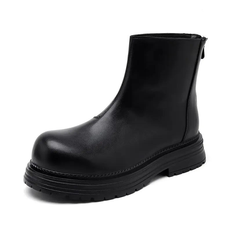 British style men casual party nightclub high chelsea boots natural leather shoes cowboy platform boot big toe motorcycle botas