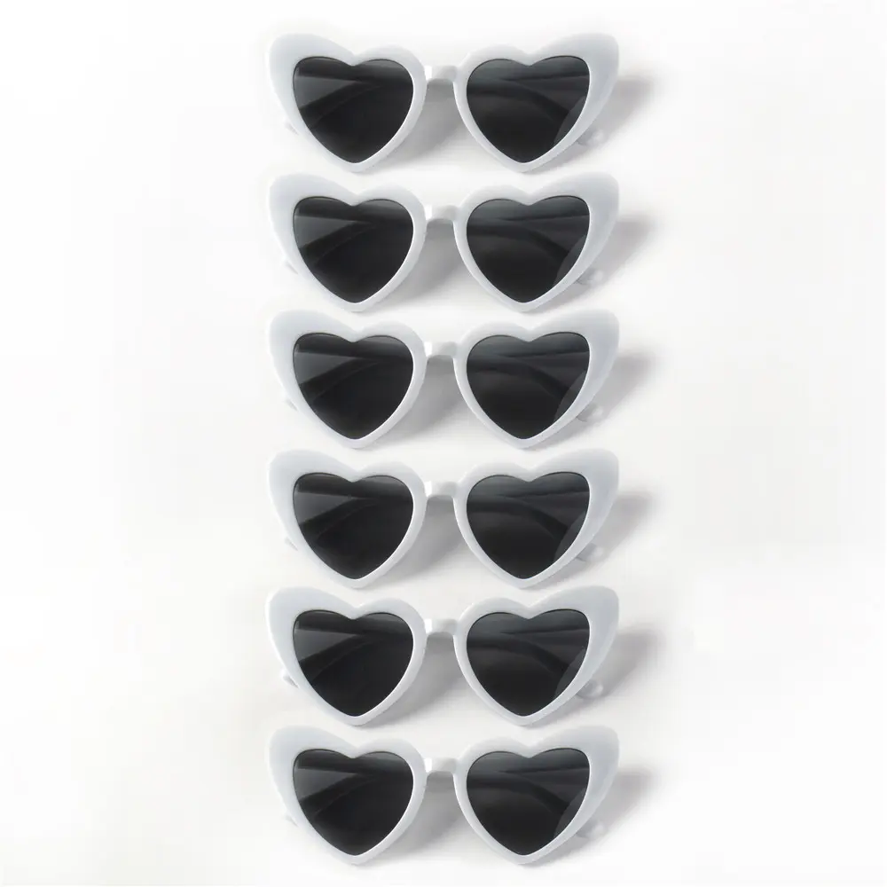 6PCS Cat Eye Glasses Heart-Shaped Plastic Frame Polycarbonate Decorative Vintage Included for Party Wedding Music Festival
