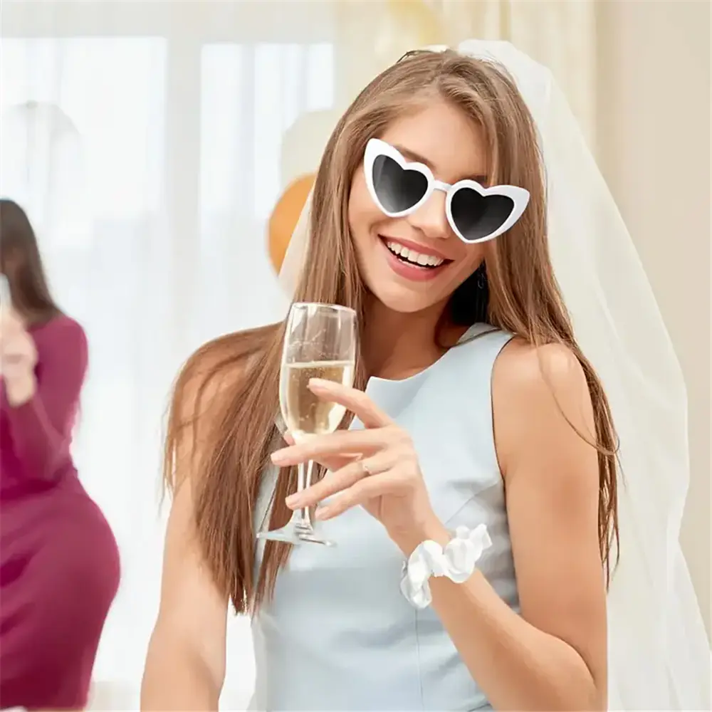 6PCS Cat Eye Glasses Heart-Shaped Plastic Frame Polycarbonate Decorative Vintage Included for Party Wedding Music Festival
