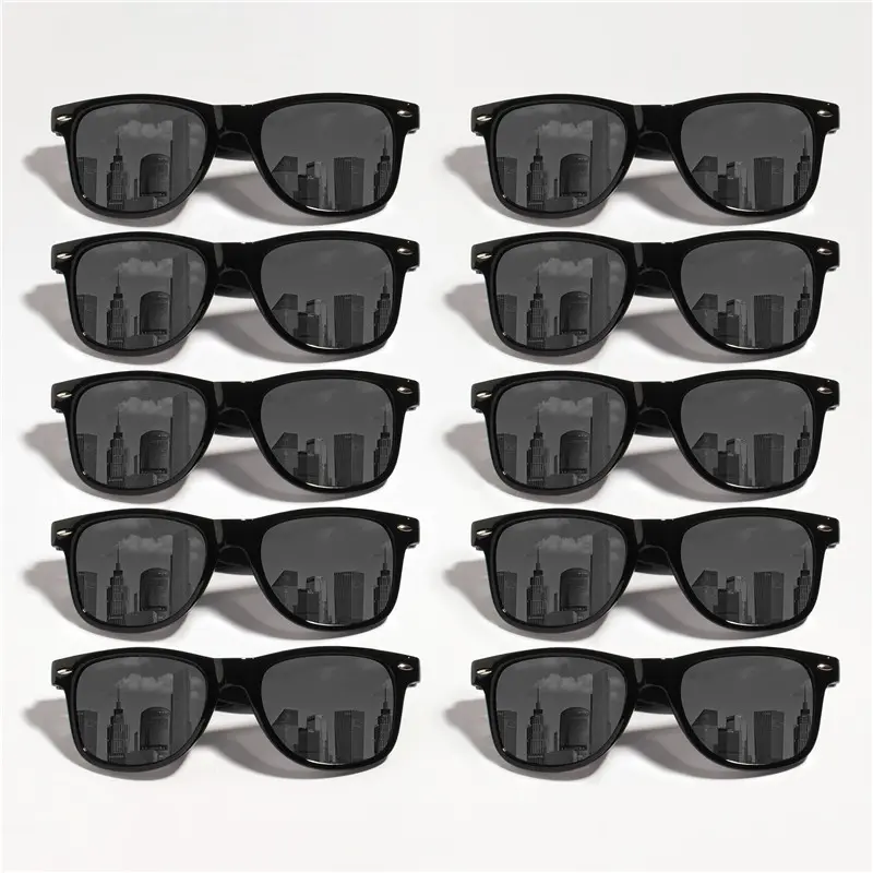 12PCS Classic Black Square Fashion Glasses with Bolt Decoration For Party Photography Wedding Birthday Graduation Hiking