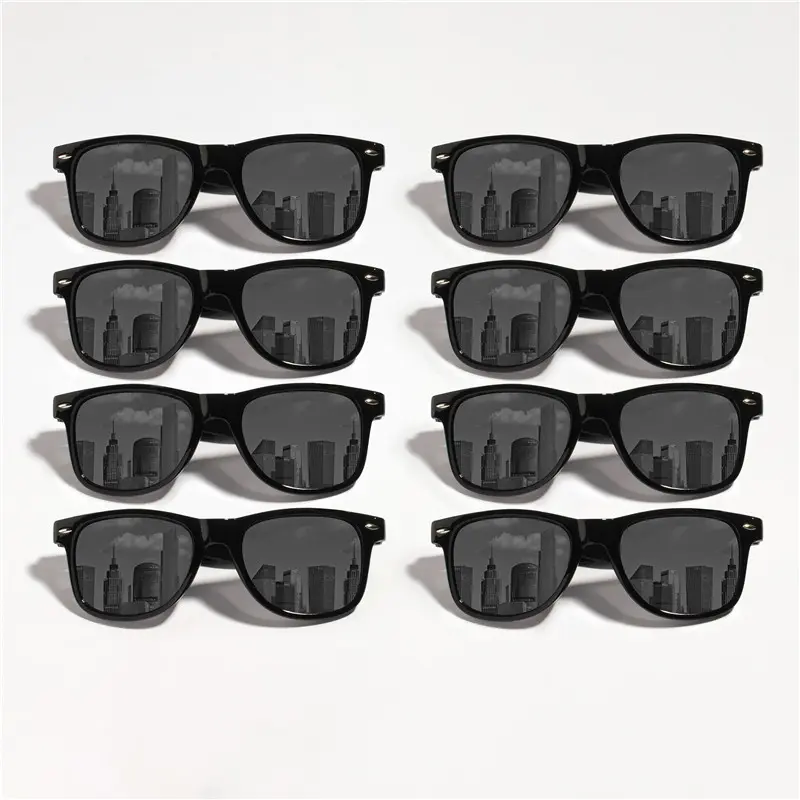 12PCS Classic Black Square Fashion Glasses with Bolt Decoration For Party Photography Wedding Birthday Graduation Hiking