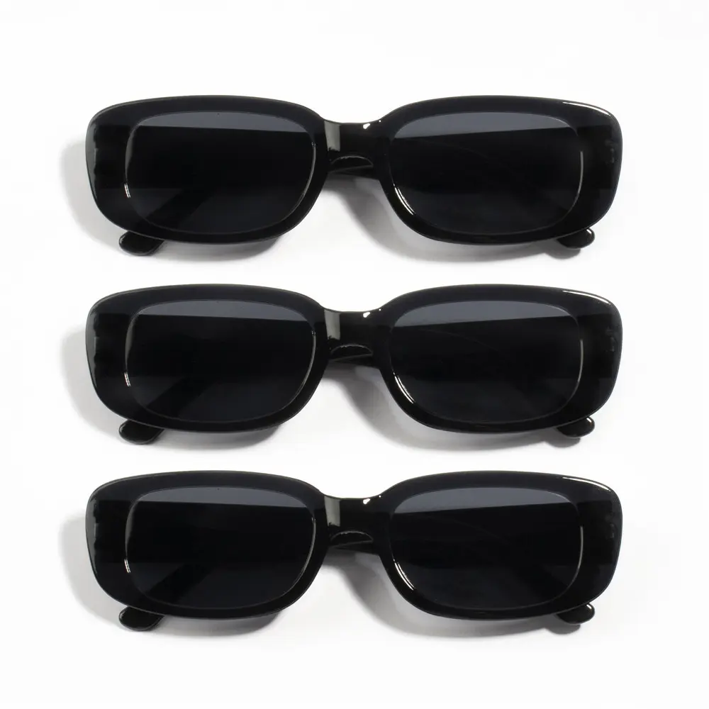 10PCS Vintage Black Square Sunglasses Woman Luxury Brand Small Rectangle Sun Glasses Female Gradient Clear Mirror Oculos De Sol