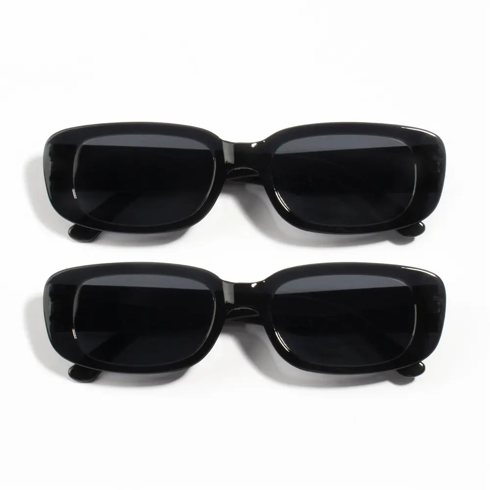 10PCS Vintage Black Square Sunglasses Woman Luxury Brand Small Rectangle Sun Glasses Female Gradient Clear Mirror Oculos De Sol
