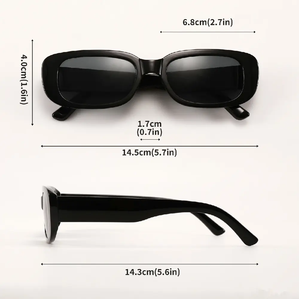 10PCS Vintage Black Square Sunglasses Woman Luxury Brand Small Rectangle Sun Glasses Female Gradient Clear Mirror Oculos De Sol