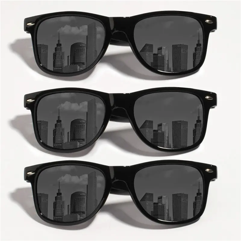 4PCS Classic Black Square Fashion Glasses with Bolt Decoration For Party Photography Wedding Birthday Graduation Hiking