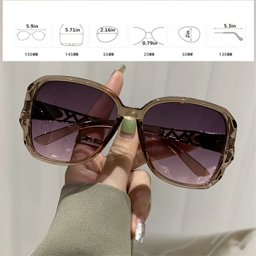 4PCS  Fashion Oversized Sunglasses  PC Female Big Frame Gradient Sun Glasses gafas de sol mujer