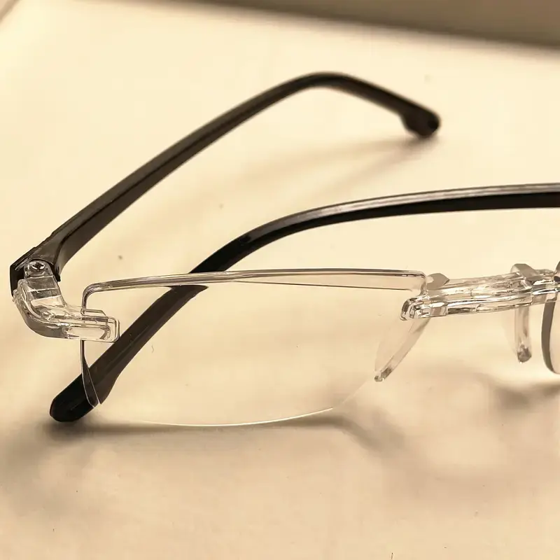 14-Pack Vintage Style Rimless Reading Glasses - Rectangular Frame, Blue Light Blocking, Anti-Fatigue, Unisex, Lightweight PC