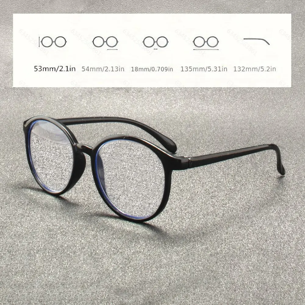 3PCS Round Non-Prescription Reading Glasses - Cute Full Rim PC Frame with Clear Polycarbonate Lenses