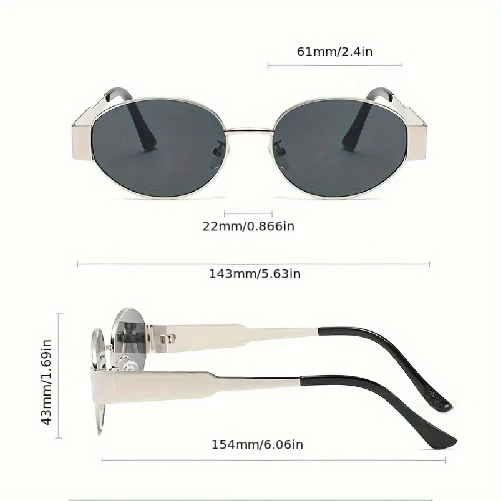 2PCS  Vintage Punk Style Sunglasses Men Retro Round Metal Frame Women Sun Glasses Fashion Eyewear