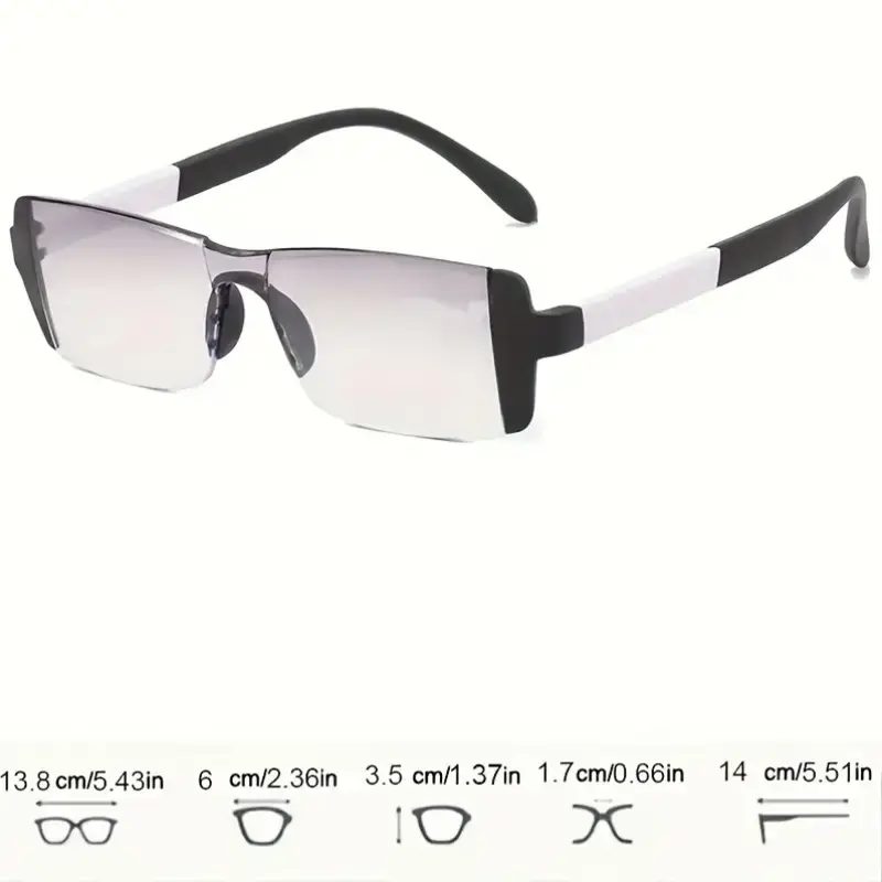 3-Pack Minimalist Bifocal Reading Glasses for Women,Anti-Blue Light, Rimless Design, Rectangular Shape, Plastic Hinge