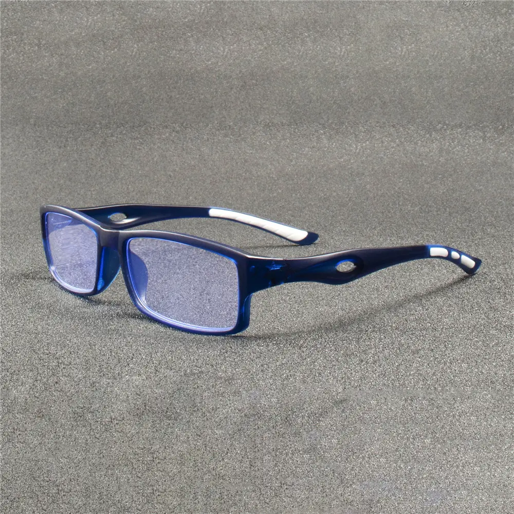 5PCS Sport Style Non-Prescription Reading Glasses Anti-Blue Light Rectangular Full Rim Eyewear, PC Frame Material