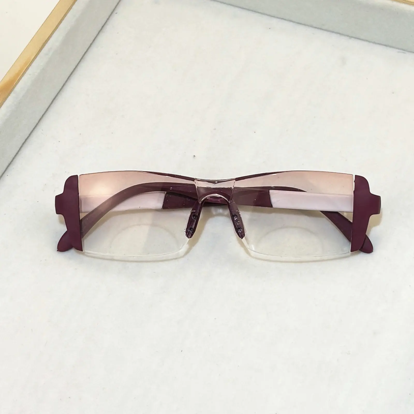 3-Pack Minimalist Bifocal Reading Glasses for Women,Anti-Blue Light, Rimless Design, Rectangular Shape, Plastic Hinge