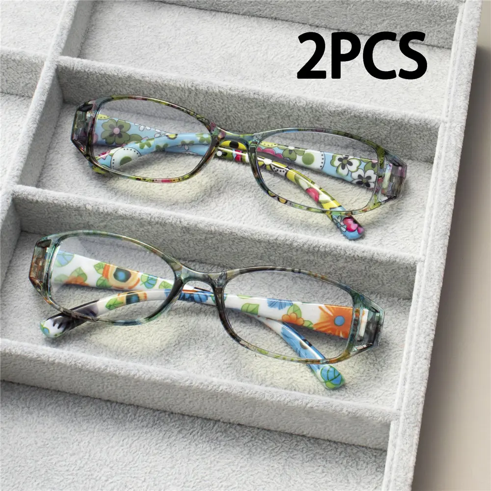 2PCS   Reading Glasses Lightweight Anti Eyestrain Fashion Computer Presbyopic Glasses For Women Men